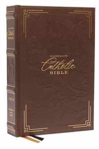 NRSVCE, Illustrated Catholic Bible, Genuine leather over board, Brown, Comfort Print