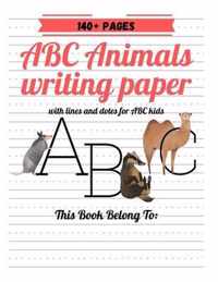 ABC Animals Writing Paper With Lines And Dotes For ABC Kids
