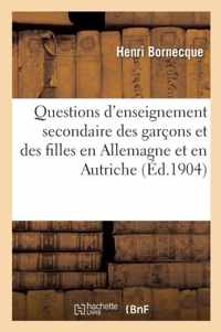 Questions d'Enseignement Secondaire Des Garcons Et Des Filles En Allemagne Et En Autriche