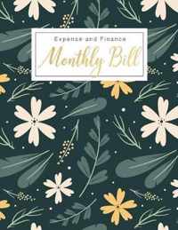 Monthly Bill Expense and Finance: Personal Finance Monthly Bill Planning Budgeting Record, Expense Organize your bills and plan for your expenses