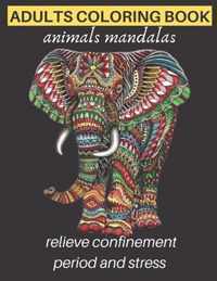 adults coloring book animals mandalas relieve confinement period and stress