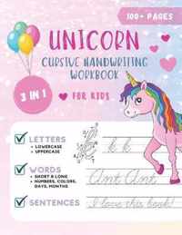 Unicorn Cursive Handwriting Workbook for Kids