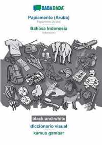 BABADADA black-and-white, Papiamento (Aruba) - Bahasa Indonesia, diccionario visual - kamus gambar