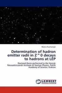 Determination of hadron emitter radii in Z^0 decays to hadrons at LEP