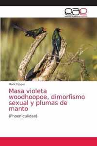 Masa violeta woodhoopoe, dimorfismo sexual y plumas de manto