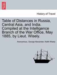 Table of Distances in Russia, Central Asia, and India. Compiled at the Intelligence Branch of the War Office, May 1885, by Lieut. Wisely.