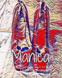 Manica Red Pumps Clinton in Blue Dress Christophe Nayel Art Model sketchbook