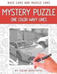 Race Cars and Muscle Cars Mystery Puzzle One Color Wavy Lines