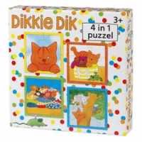 Dikkie Dik 4 In 1 Puzzel (Wit) (4+6+9+16 Stukjes)