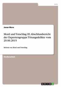 Mord und Totschlag III. Abschlussbericht der Expertengruppe Toetungsdelikte vom 29.06.2015