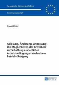 Abloesung, Aenderung, Anpassung - Die Moeglichkeiten Des Erwerbers Zur Schaffung Einheitlicher Arbeitsbedingungen Nach Einem Betriebsuebergang