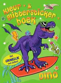 Dino kleur- en glittterstickerboek