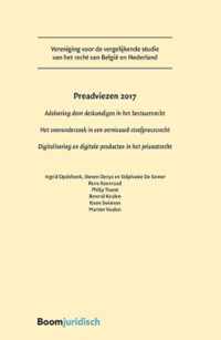 Vereniging voor de vergelijkende studie van het recht in Belgie en Nederland  -   Preadviezen 2017