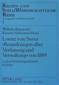 Lorenz Von Steins -Bemerkungen Ueber Verfassung Und Verwaltung- Von 1889