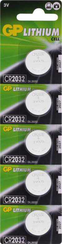 GP Lithium knoopcel CR2032, blister 5