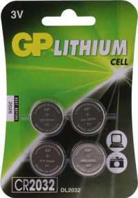 GP Lithium knoopcel CR2032, blister 4