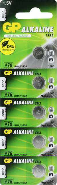 GP Alkaline knoopcel 76A (V13GA / L1154), blister 5