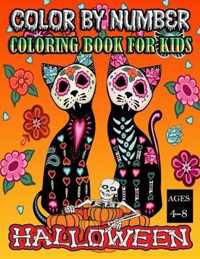 Halloween color by number coloring book for kids ages 4-8