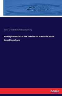 Korrespondenzblatt des Vereins fur Niederdeutsche Sprachforschung