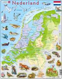 Larsen Puzzel Kaart - Nederland Geografisch Met Dieren (68 Stukjes)