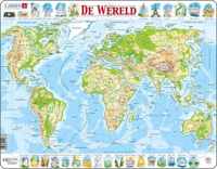 Larsen Puzzel Kaart - Wereld Geografisch (80 Stukjes)