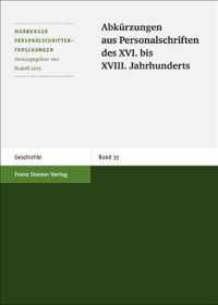 Abkurzungen Aus Personalschriften Des XVI. Bis XVIII. Jahrhunderts
