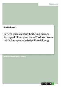 Bericht uber die Durchfuhrung meines Sozialpraktikums an einem Foerderzentrum mit Schwerpunkt geistige Entwicklung