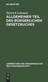 Allgemeiner Teil Des Burgerlichen Gesetzbuches