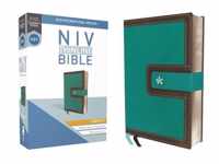 NIV, Thinline Bible, Compact, Leathersoft, Teal/Brown, Red Letter, Comfort Print
