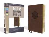 NIV, Thinline Reference Bible, Leathersoft, Brown, Red Letter, Comfort Print