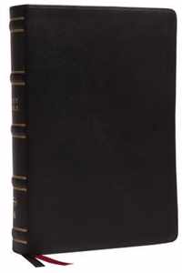 NKJV, Single-Column Wide-Margin Reference Bible, Genuine Leather, Black, Red Letter, Comfort Print