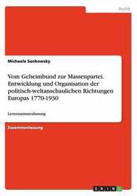 Vom Geheimbund zur Massenpartei. Entwicklung und Organisation der politisch-weltanschaulichen Richtungen Europas 1770-1930