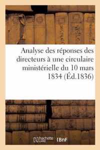 Analyse Des Reponses Des Directeurs A Une Circulaire Ministerielle Du 10 Mars 1834