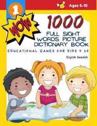 1000 Full Sight Words Picture Dictionary Book English Swedish Educational Games for Kids 5 10