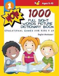 1000 Full Sight Words Picture Dictionary Book English Montessori Educational Games for Kids 5 10