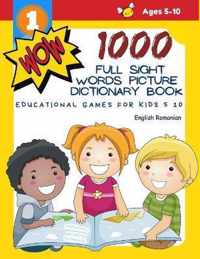1000 Full Sight Words Picture Dictionary Book English Romanian Educational Games for Kids 5 10