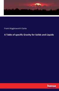 A Table of specific Gravity for Solids and Liquids