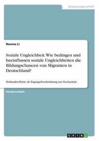 Soziale Ungleichheit. Wie bedingen und beeinflussen soziale Ungleichheiten die Bildungschancen von Migranten in Deutschland?