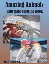 Amazing Animals Grayscale Coloring Book