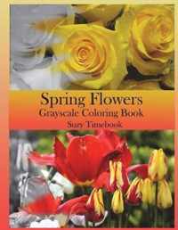 Spring Flowers Grayscale Coloring Book