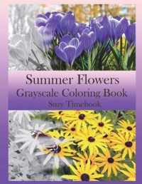 Summer Flowers Grayscale Coloring Book