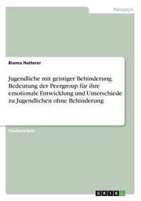 Jugendliche mit geistiger Behinderung. Bedeutung der Peergroup fur ihre emotionale Entwicklung und Unterschiede zu Jugendlichen ohne Behinderung