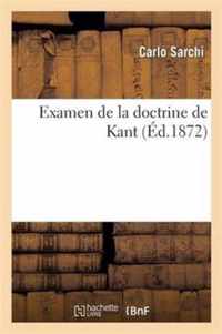 Examen de la doctrine de Kant