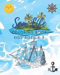 Sea Life Coloring Book for Kids Ages 4-8