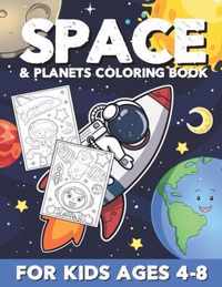 Space & Planets Coloring Book For Kids Ages 4-8