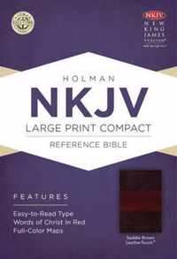NKJV Large Print Compact Reference Bible, Saddle Brown LeatherTouch