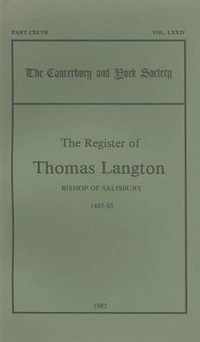 The Register of Thomas Langton, Bishop of Salisbury, 1485-93