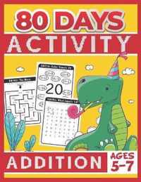 80 Days Activity Addition for Kids Ages 5-7