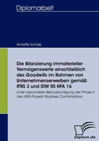 Die Bilanzierung immaterieller Vermoegenswerte einschliesslich des Goodwills im Rahmen von Unternehmenserwerben gemass IFRS 3 und IDW RS HFA 16