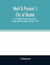 Ward 8-Precinct 1; City of Boston; List of Residents 20 years of Age and Over (Females Indicated by Dagger) as of April 1, 1924